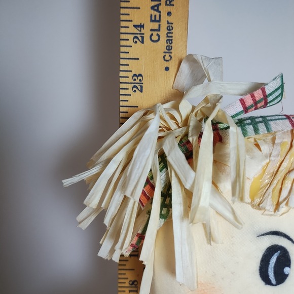 22" Standing ScareCrow Fall Denim‎ Dress Plaid Autumn Thanksgiving Decor Girl - Picture 7 of 9